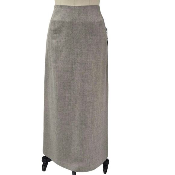 NWT Willi Smith 100% Wool Tan Long Pencil Skirt Zipper at Slit Sz 14 - Picture 1 of 7